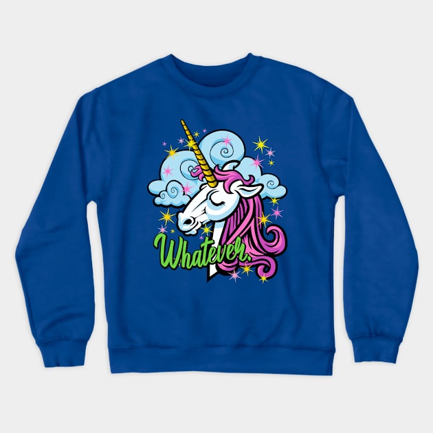 Unicorn Saying Whatever Crewneck Sweatshirt by DavesTees